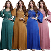 Ramadan Abayas For Muslim Women Arabic Turkish Islamic Clothing Kuwaiti Solid Diamonds Loose Marocain Gulf Dress